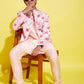 Floral Printed Peach Bandhgala Prince Coat Jodhpuri With Cream Kurta Pyjama Set