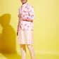 Floral Printed Peach Bandhgala Prince Coat Jodhpuri With Cream Kurta Pyjama Set