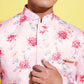 Floral Printed Peach Bandhgala Prince Coat Jodhpuri With Cream Kurta Pyjama Set