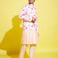 Floral Printed Peach Bandhgala Prince Coat Jodhpuri With Cream Kurta Pyjama Set