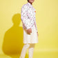 Floral Printed Pink Bandhgala Prince Coat Jodhpuri With Cream Kurta Pyjama Set