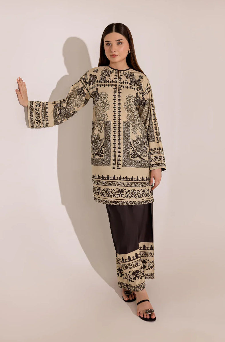 Beige Black Printed Co-Ord Set