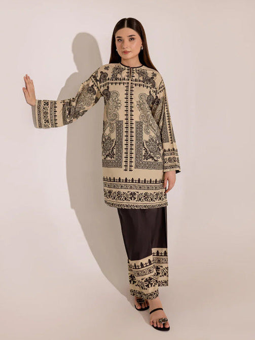 Beige Black Printed Co-Ord Set