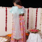 Girl's' Aqua And Pink Georgette Lehenga Set