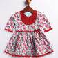Girl's' Aqua Base Red Kurta And Pant Set