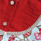 Girl's' Aqua Base Red Kurta And Pant Set