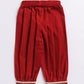 Girl's' Aqua Base Red Kurta And Pant Set