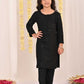 Girl's' Black Embellished Kurta Pyjama Set