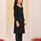 Girl's' Black Embellished Kurta Pyjama Set