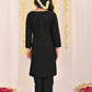Girl's' Black Embellished Kurta Pyjama Set