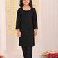 Girl's' Black Embellished Kurta Pyjama Set
