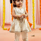 Girl's' Cream Kurta Pant Set