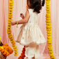Girl's' Cream Kurta Pant Set