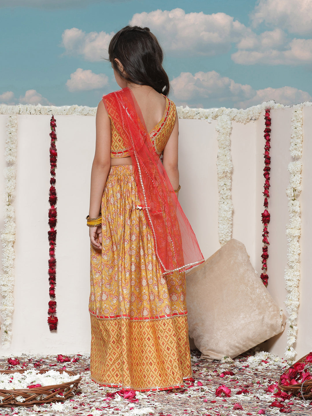 Girl's' Floral Printed Lehenga Choli With Dupatta