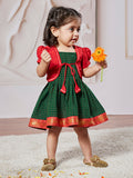 Girl's' Green Dress With Jacket