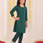 Girl's' Green Embellished Kurta Pyjama Set
