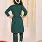 Girl's' Green Embellished Kurta Pyjama Set