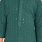 Girl's' Green Embellished Kurta Pyjama Set