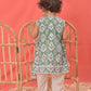 Girl's Green Ikaat Print A-Line Kurta Pyjama Set