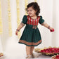 Girl's Maroon And Green Banarsi Frock