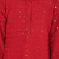 Girl's' Maroon Embellished Kurta Pyjama Set