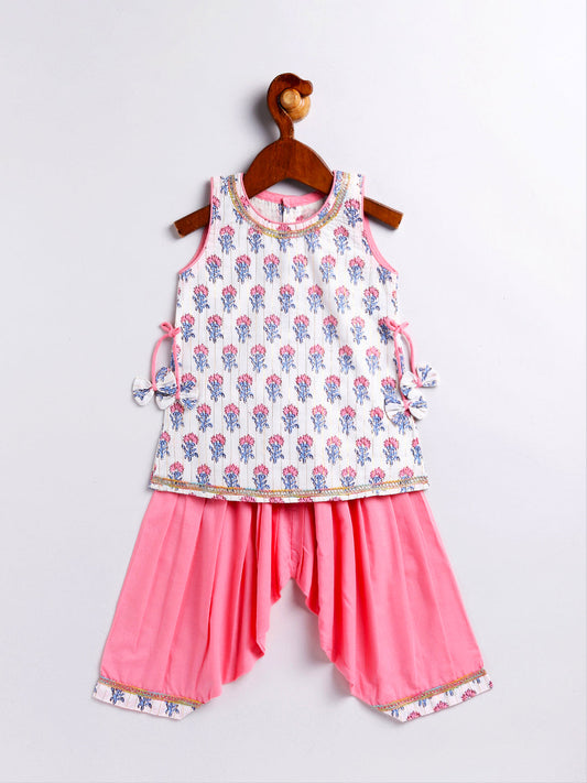 Girls' multicolour kurta and patiala set, view 3