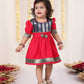 Girl's Navy Blue And Pink Banarsi Frock