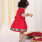 Girl's Navy Blue And Pink Banarsi Frock