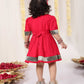 Girl's Navy Blue And Pink Banarsi Frock