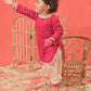 Girl's Pink Bandhni Print Kurta And Patiala Set