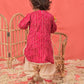 Girl's Pink Bandhni Print Kurta And Patiala Set