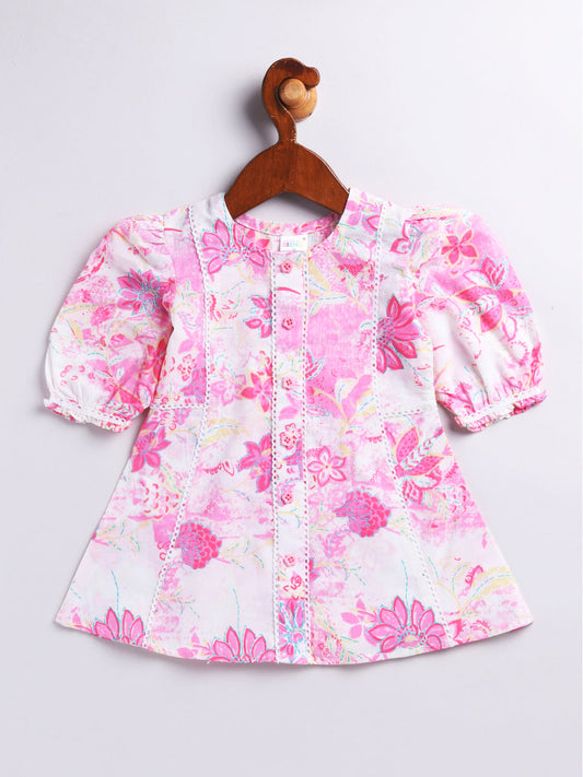 Girls' pink kurta set, view 3
