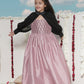 Girl's' Pink Sequinced Long Dress With Detachable Cuff Sleeves