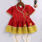 Girl's' Red And Cream Dhoti Kurta Set