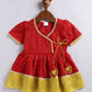 Girl's' Red And Cream Dhoti Kurta Set