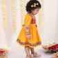 Girl's Red And Yellow Banarsi Frock