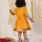 Girl's Red And Yellow Banarsi Frock