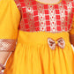 Girl's Red And Yellow Banarsi Frock