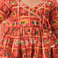 Girl's Red Angrakha Style Patola Print Kurta Dhoti Set