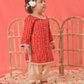 Girl's Red Bandhni Print Kurta And Patiala Set