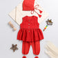 Girl's' Red Chanderi Ethnic Combo Set