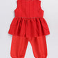 Girl's' Red Chanderi Ethnic Combo Set