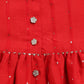 Girl's Red Cotton Flock And Dhoti Set