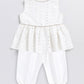 Girl's' White Chanderi Ethnic Combo Set