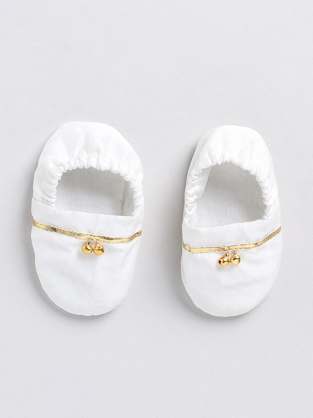 Girl's' White Chanderi Ethnic Combo Set