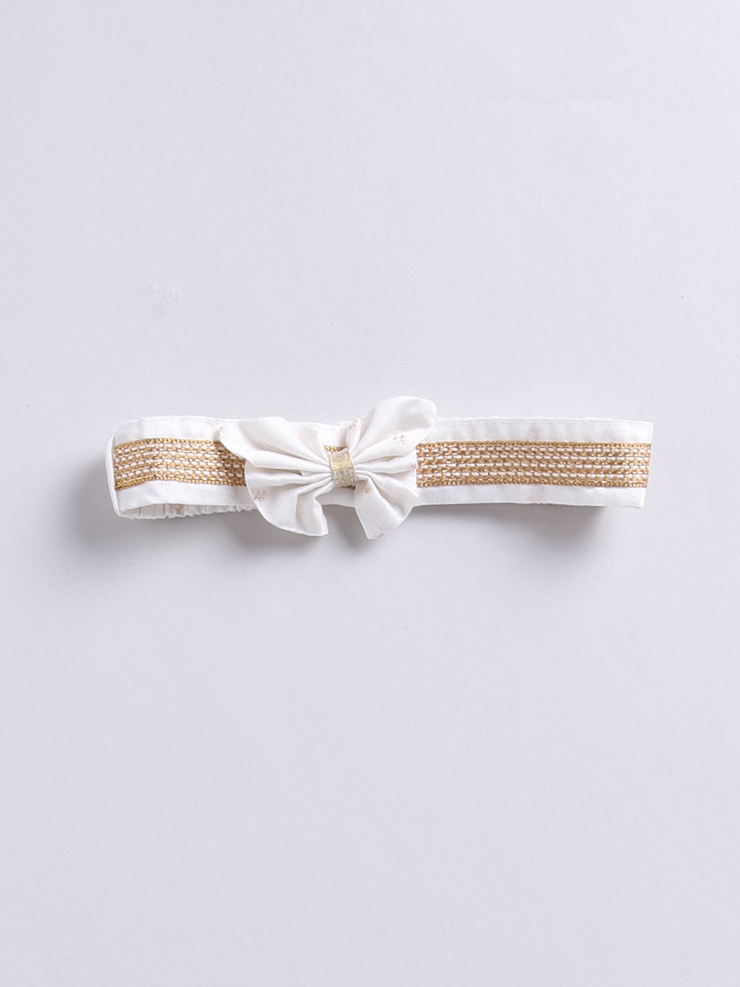 Girl's' White Frock, Shoe And Head Band