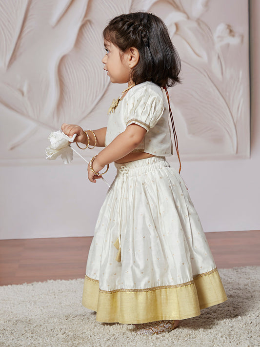 Girls' white lehenga choli, view 3