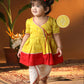 Girl's' Yellow And Cream Dhoti Kurta Set