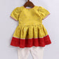 Girl's' Yellow And Cream Dhoti Kurta Set