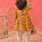 Girl's Yellow Angrakha Style Patola Print Kurta Dhoti Set